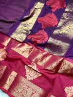 Load image into Gallery viewer, Kanchi Cotton Saree - Trendy Purple + Brilliant Rose
