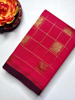 Load image into Gallery viewer, Kanchi Cotton Saree - Curies Red + Congo Brown
