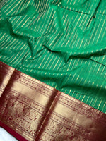 Load image into Gallery viewer, Kanchi Cotton Saree -  Deep Sea Green + Dark Wine

