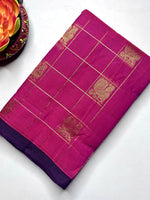 Load image into Gallery viewer, Kanchi Cotton Saree - Cardinal Pink + Curious Blue
