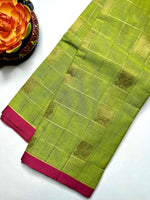 Load image into Gallery viewer, Kanchi Cotton Saree - Swamp Green + Cardinal Pink
