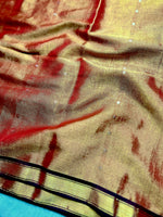 Load image into Gallery viewer, Handwoven Tissue Saree - Fire Bush + Pesto Green
