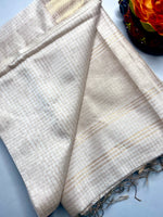 Load image into Gallery viewer, Handwoven Silk Cotton Saree - Soft Cream + Gold
