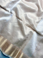 Load image into Gallery viewer, Handwoven Silk Cotton Saree - Soft Cream + Gold

