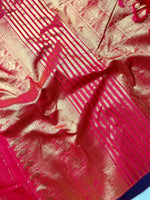 Load image into Gallery viewer, Kanchi Cotton Saree - Curies Red + Congo Brown
