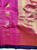 Load image into Gallery viewer, Kanchi Cotton Saree - Cardinal Pink + Curious Blue

