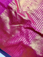 Load image into Gallery viewer, Kanchi Cotton Saree - Cardinal Pink + Curious Blue
