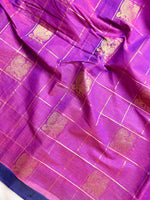 Load image into Gallery viewer, Kanchi Cotton Saree - Tyrian Purple + Cardinal Blue
