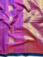 Load image into Gallery viewer, Kanchi Cotton Saree - Tyrian Purple + Cardinal Blue
