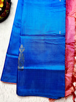 Load image into Gallery viewer, Handwoven Art Silk Saree - Tory Blue  + Hippie Pink
