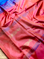 Load image into Gallery viewer, Handwoven Art Silk Saree - Tory Blue  + Hippie Pink
