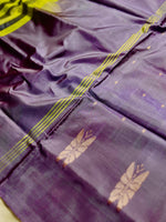 Load image into Gallery viewer, Handwoven Art Silk Saree -  Earls Green +  Lavender Purple
