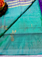 Load image into Gallery viewer, Handwoven Art Silk Saree -  Turquoise Blue + Royal Purple

