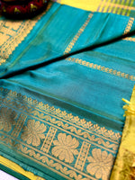 Load image into Gallery viewer, Handwoven Art Silk Saree -  Eastern Blue +  Earls Green
