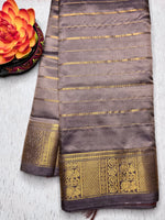 Load image into Gallery viewer, Handwoven Art Silk Saree -  Dusty Gray +  Outrageous Orange
