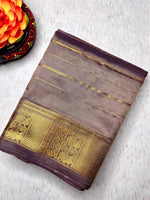 Load image into Gallery viewer, Handwoven Art Silk Saree -  Dusty Gray +  Outrageous Orange
