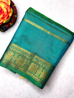 Load image into Gallery viewer, Handwoven Art Silk Saree -  Eastern Blue +  Earls Green
