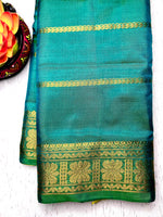 Load image into Gallery viewer, Handwoven Art Silk Saree -  Eastern Blue +  Earls Green
