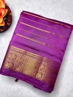 Load image into Gallery viewer, Handwoven Art Silk Saree - Vivid Violet + Persian Indigo

