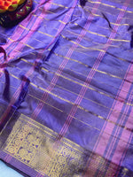 Load image into Gallery viewer, Handwoven Art Silk Saree - Vivid Violet + Persian Indigo
