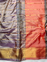 Load image into Gallery viewer, Handwoven Art Silk Saree -  Dusty Gray +  Outrageous Orange
