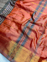 Load image into Gallery viewer, Handwoven Art Silk Saree -  Dusty Gray +  Outrageous Orange
