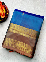 Load image into Gallery viewer, Handwoven Art Silk Saree -  Curious Blue + Persian Red
