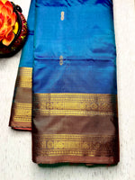 Load image into Gallery viewer, Handwoven Art Silk Saree -  Curious Blue + Persian Red
