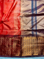 Load image into Gallery viewer, Handwoven Art Silk Saree - Flamingo Orange + Fuscous Honey
