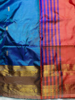 Load image into Gallery viewer, Handwoven Art Silk Saree -  Curious Blue + Persian Red
