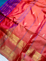 Load image into Gallery viewer, Handwoven Art Silk Saree -  Curious Blue + Persian Red
