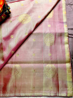 Load image into Gallery viewer, Handwoven Art Silk Saree - Persian Pink +  Suva Gray
