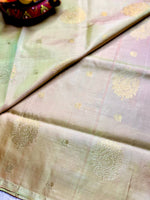 Load image into Gallery viewer, Handwoven Art Silk Saree - Stark Cream + Black Pearl
