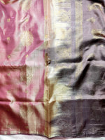 Load image into Gallery viewer, Handwoven Art Silk Saree - Persian Pink +  Suva Gray
