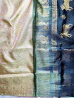 Load image into Gallery viewer, Handwoven Art Silk Saree - Stark Cream + Black Pearl

