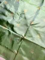 Load image into Gallery viewer, Handwoven Art Silk Saree - Spring Green + Cannon Pink
