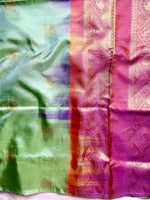 Load image into Gallery viewer, Handwoven Art Silk Saree - Spring Green + Cannon Pink
