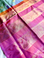 Load image into Gallery viewer, Handwoven Art Silk Saree - Spring Green + Cannon Pink
