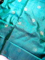 Load image into Gallery viewer, Handwoven Art Silk Saree - Bright Turquoise + Medium Purple
