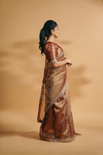 Load image into Gallery viewer, Sona - Crushed Tissue Silk Saree - Copper Gold
