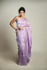 Load image into Gallery viewer, Anika - Handwoven Silk Cotton Saree - French Lilac+ Silver
