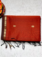 Load image into Gallery viewer, Handwoven Maheshwari Silk Cotton Saree -  Mexican Orange + Flush Maroon
