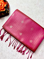 Load image into Gallery viewer, Soft Silk Saree  -Cerise Pink + Gold
