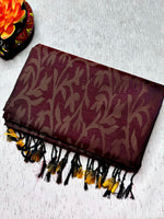 Load image into Gallery viewer, Soft Silk Saree  - Brown Derby + Golden Zari
