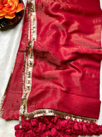 Load image into Gallery viewer, Handwoven Cotton Saree - Turkish Red + Gold
