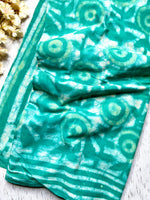 Load image into Gallery viewer, Handblock Printed Cotton Saree -  Fountain Green  + Swiss White
