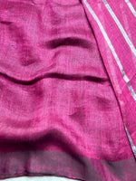 Load image into Gallery viewer, Handwoven Linen Saree - Mulberry Violet + Silver
