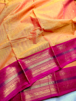 Load image into Gallery viewer, Chettinad Cotton Saree -  Bright Sun + Crimson Pink
