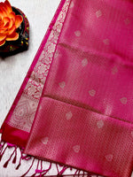 Load image into Gallery viewer, Soft Silk Saree  -Cerise Pink + Gold
