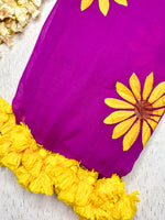 Load image into Gallery viewer, Hand Painted Cotton Saree - Electric Violet + Corn Yellow
